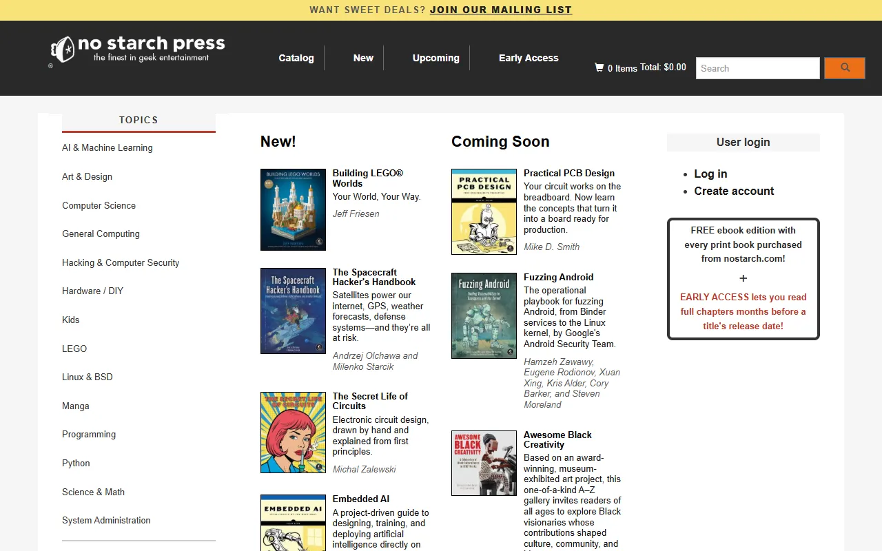 Python Crash Course by Eric Matthes website screenshot