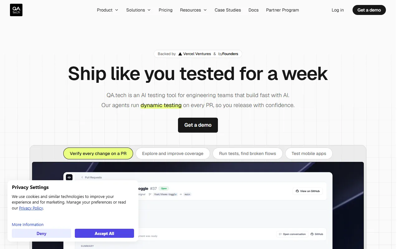 QA.tech website screenshot