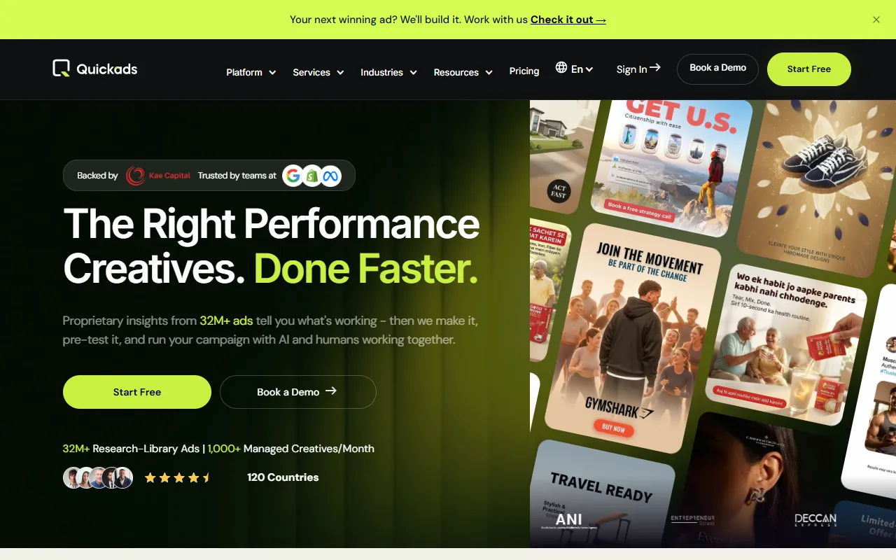 Quickads website screenshot