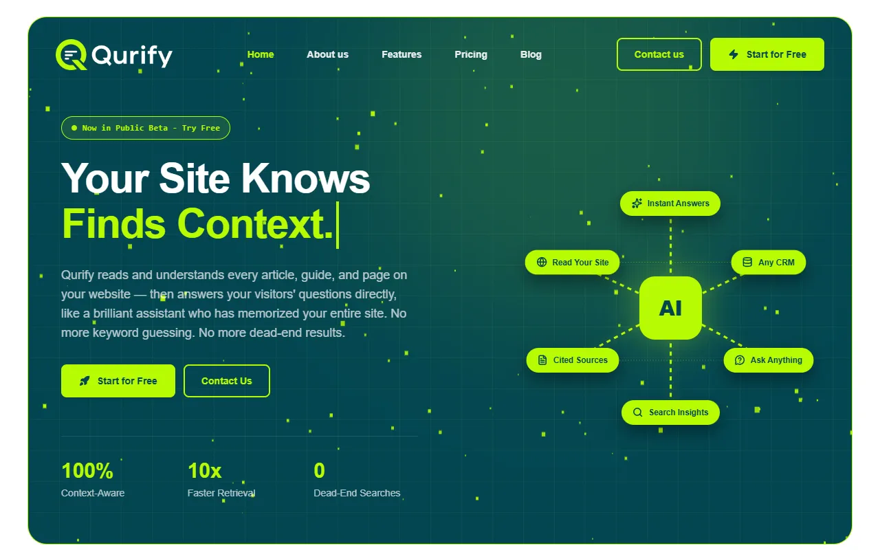 Qurify | AI-Powered Website Search website screenshot