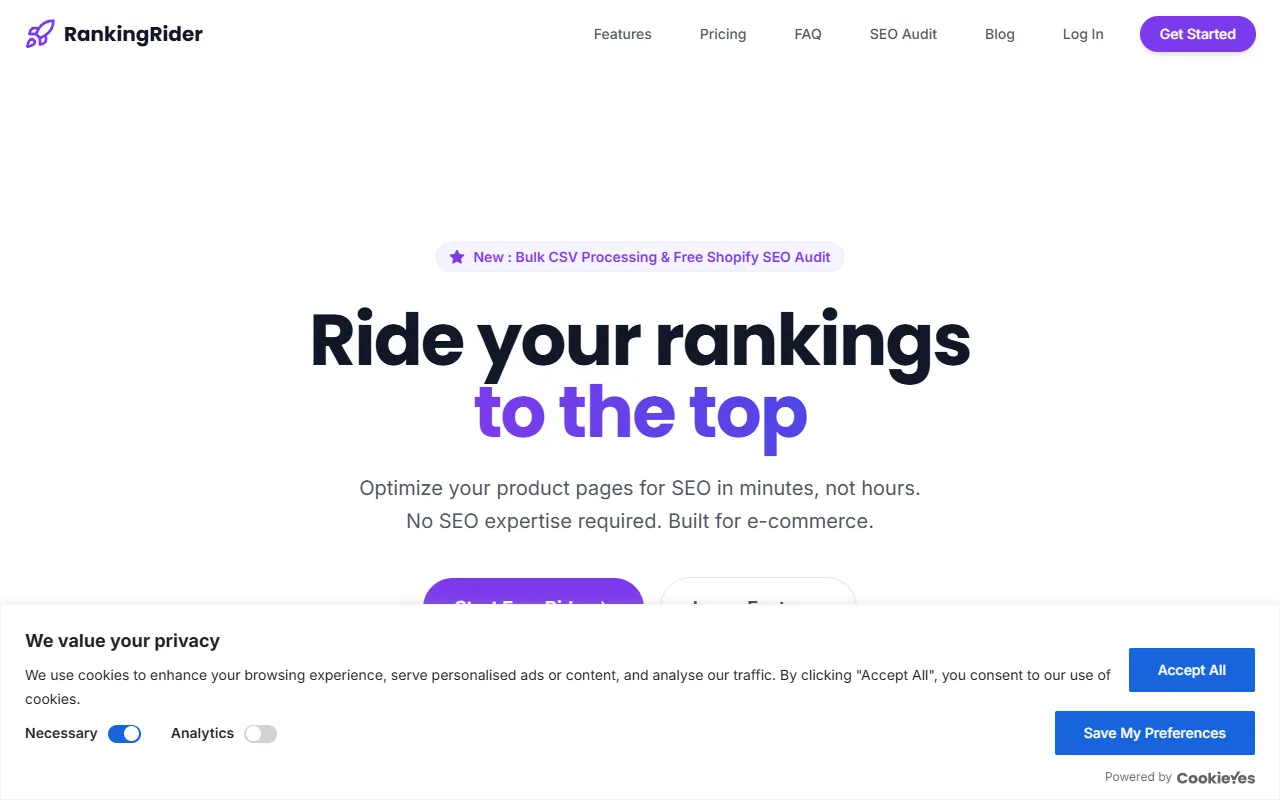 RankingRider website screenshot
