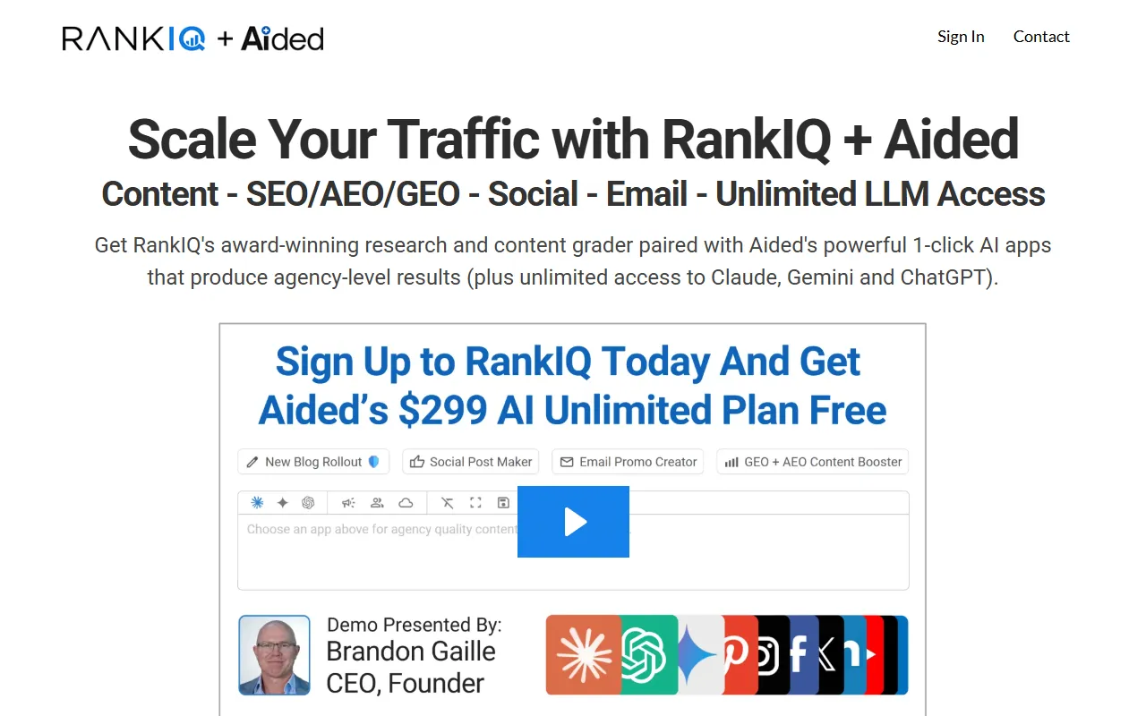 RankIQ website screenshot
