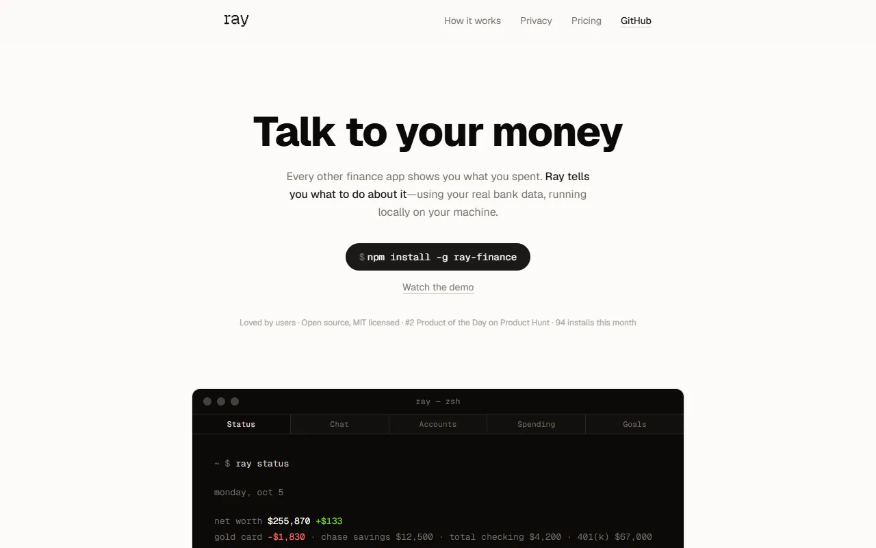 Ray website screenshot