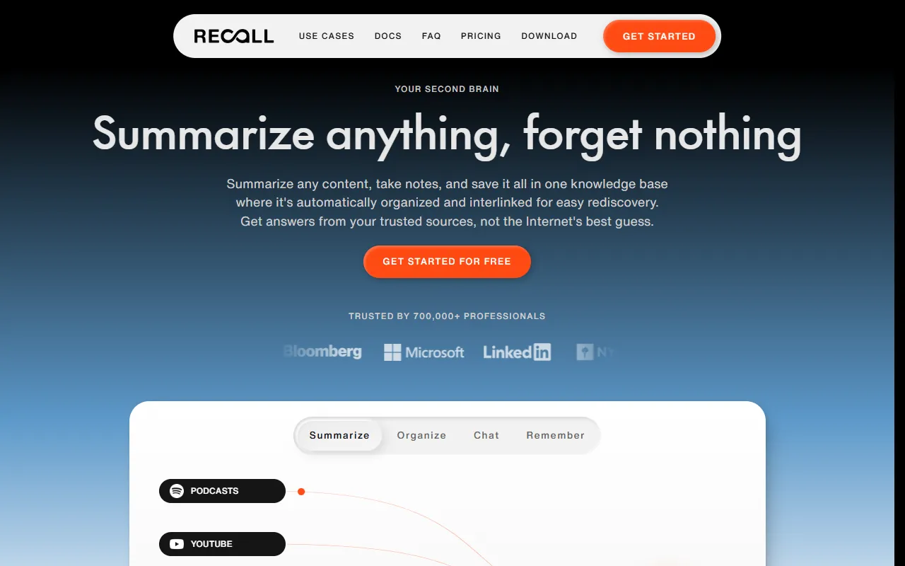 Recall website screenshot