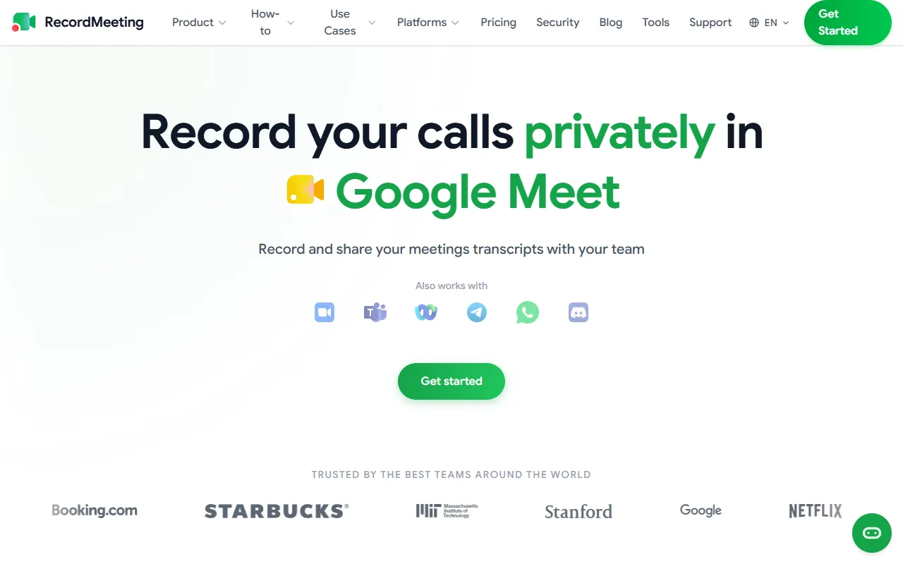 RecordMeeting website screenshot