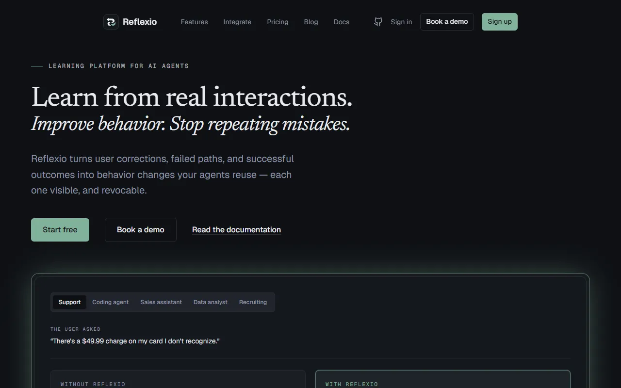 Reflexio website screenshot