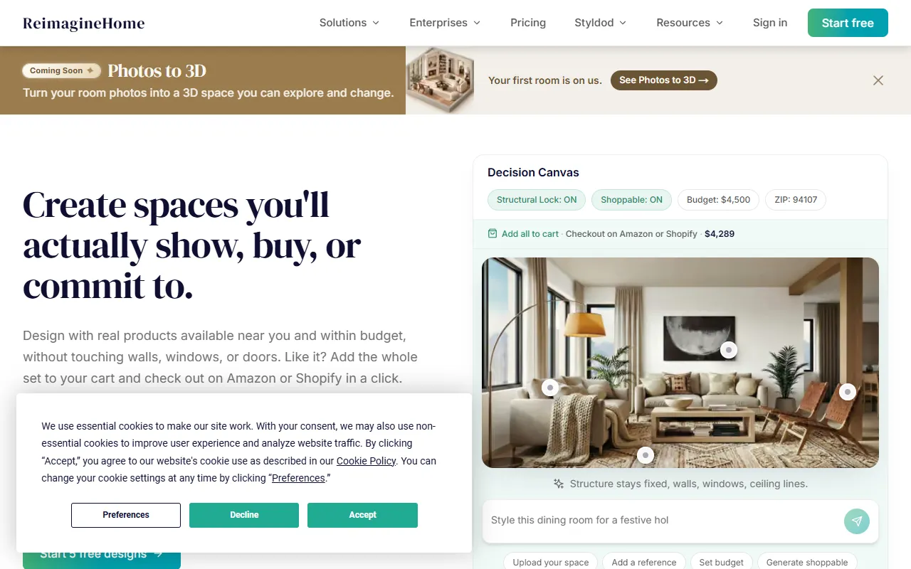 REimagineHome website screenshot