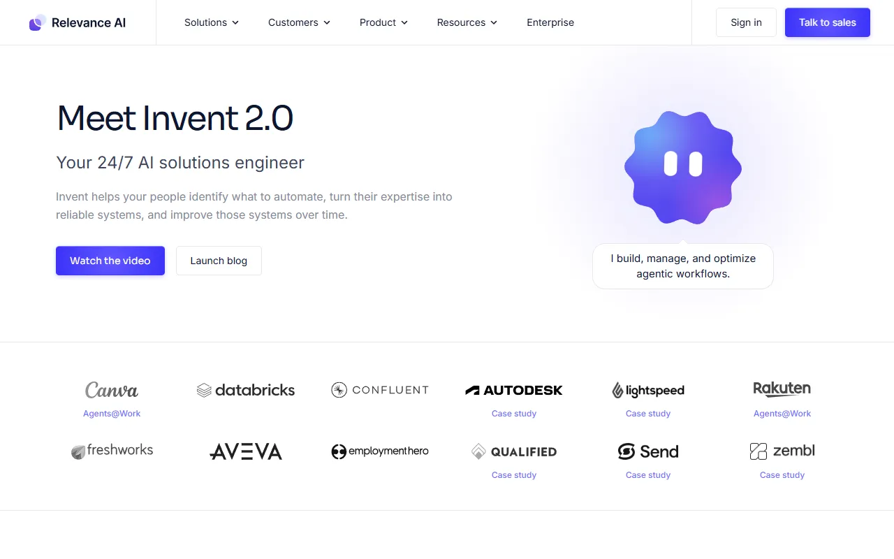 Relevance AI website screenshot