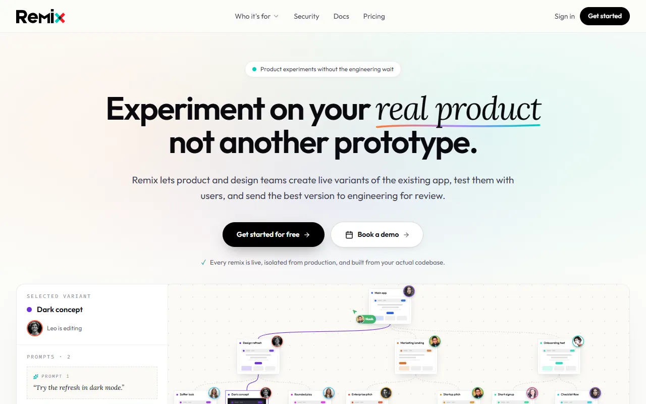 Remix website screenshot