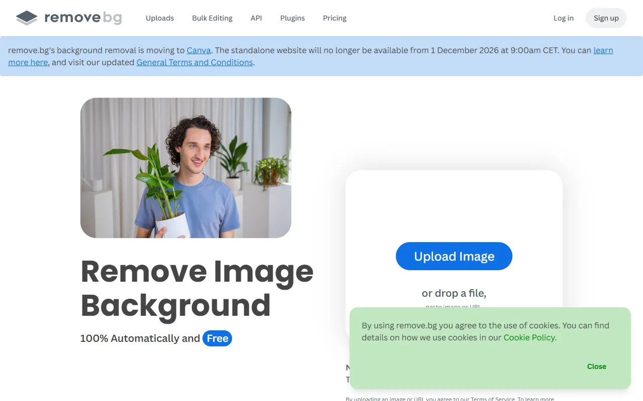 Remove BG website screenshot