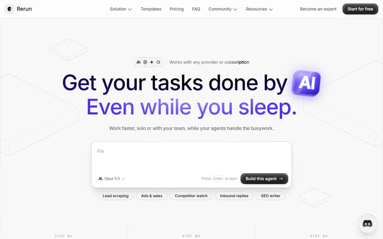 Rerun website screenshot