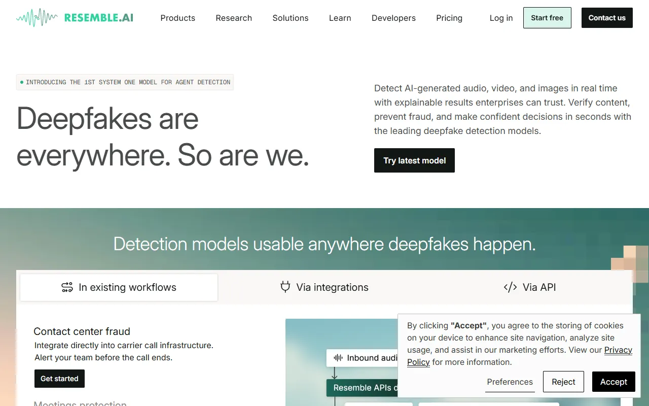 Resemble AI website screenshot