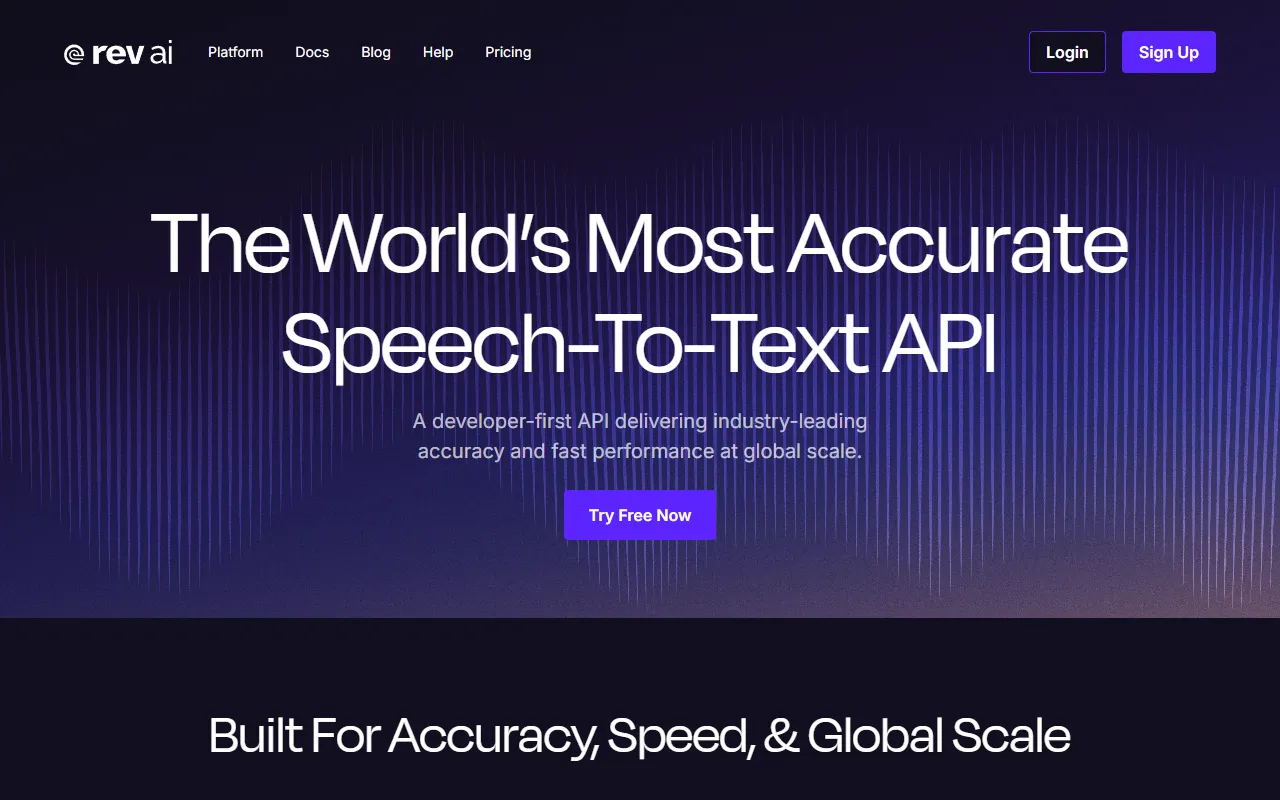 Rev.ai website screenshot