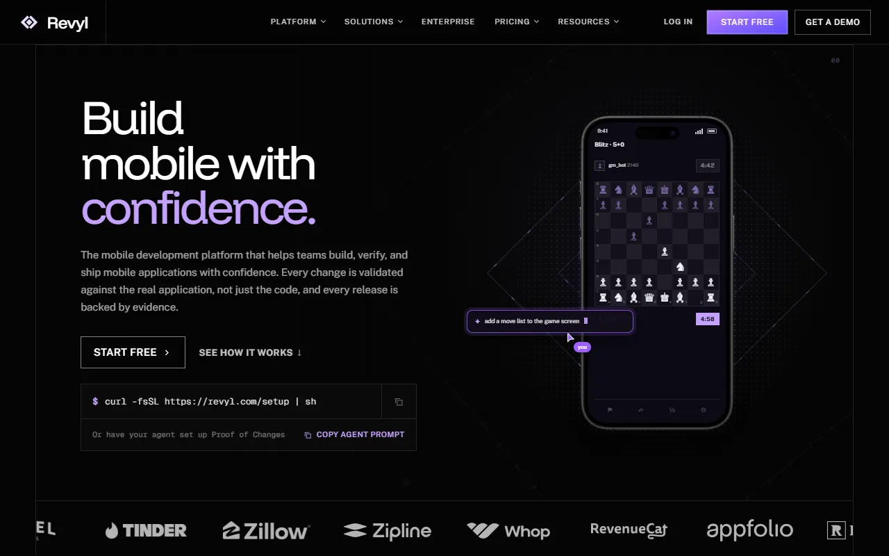 Revyl website screenshot