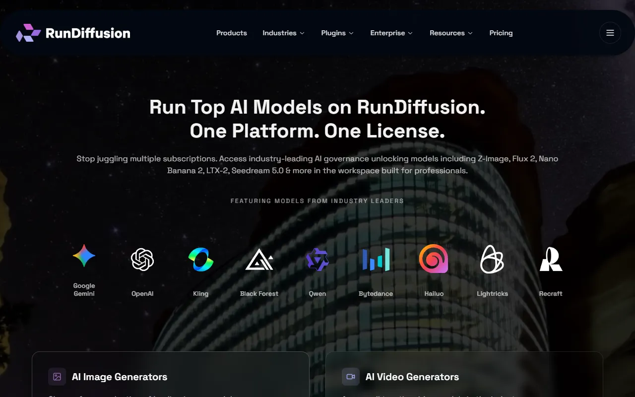 RunDiffusion website screenshot