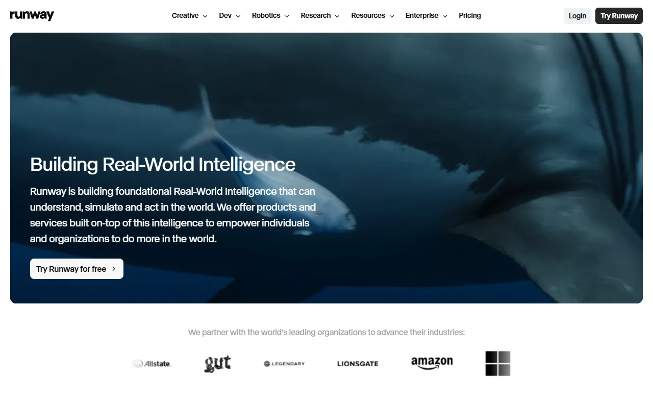 Runway website screenshot