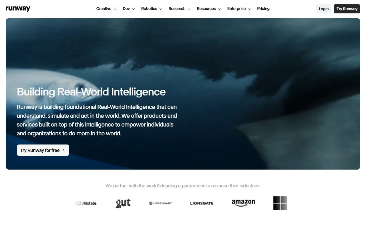 RunwayML website screenshot