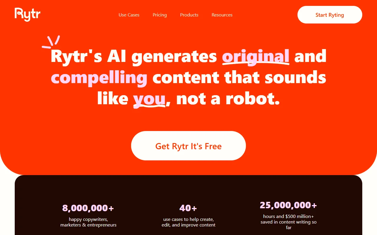 Rytr website screenshot
