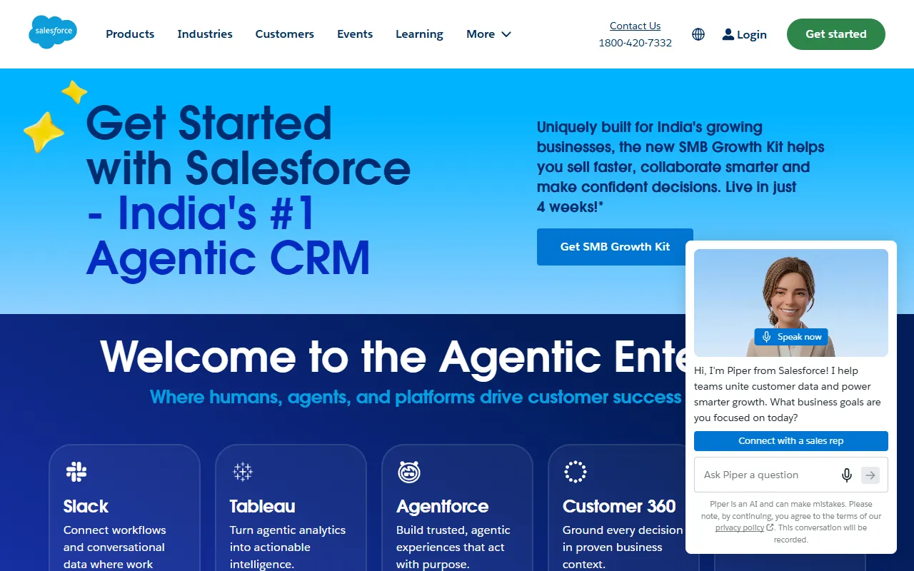 Salesforce Einstein + Agentforce website screenshot
