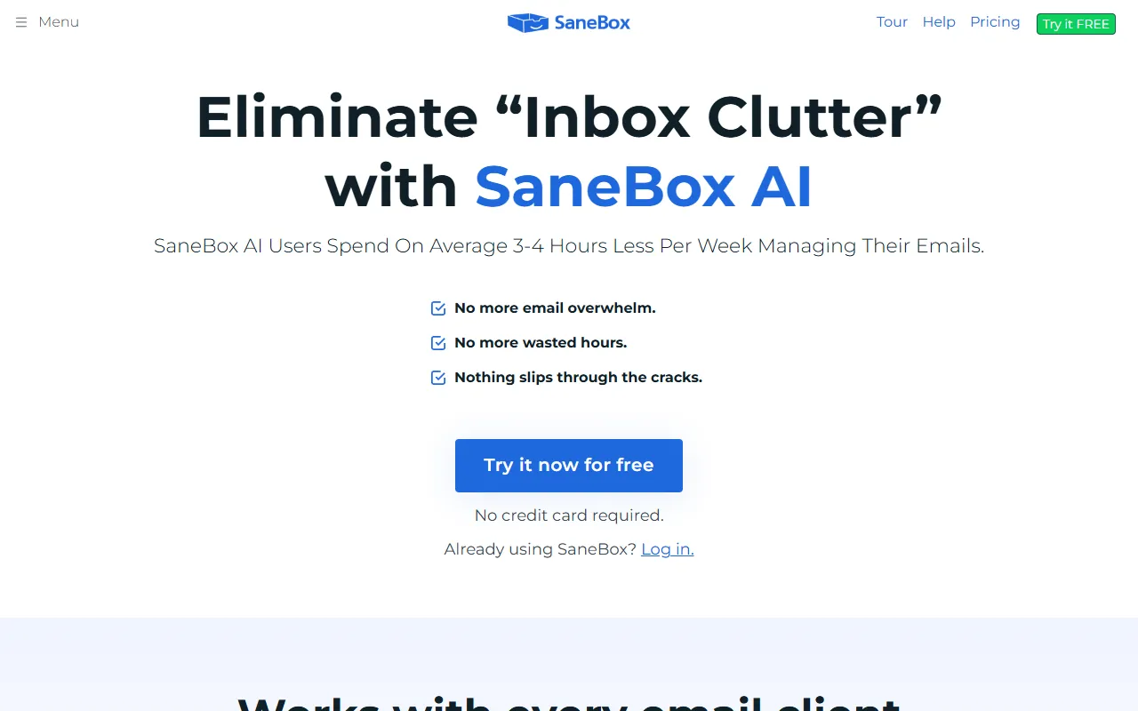 Sanebox website screenshot