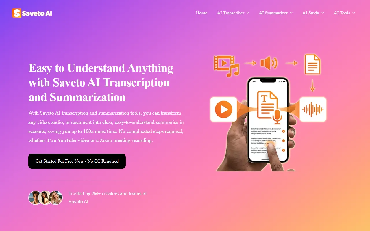 Saveto AI website screenshot