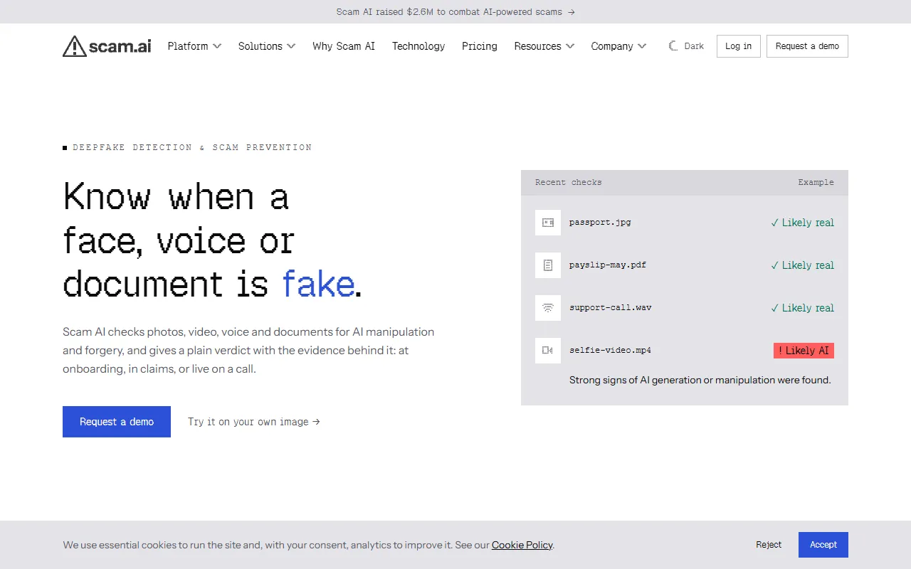 Scam AI website screenshot
