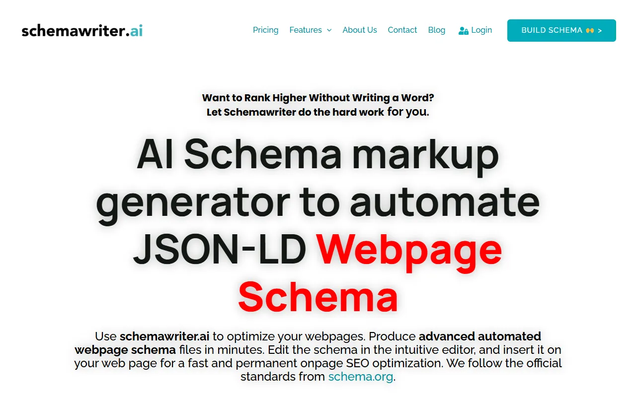 SchemaWriter.ai website screenshot