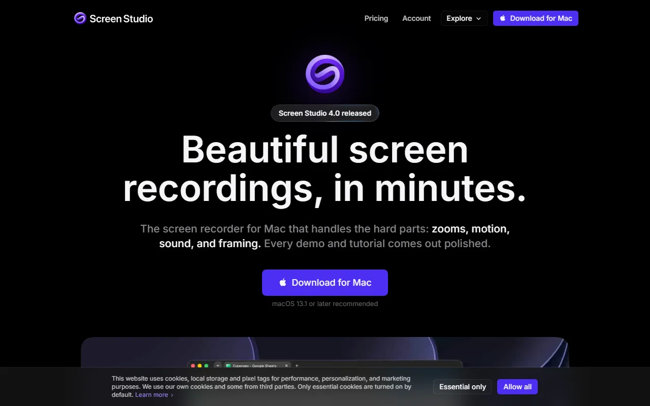 Screen Studio website screenshot