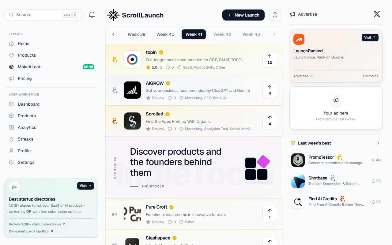 Scroll Launch website screenshot