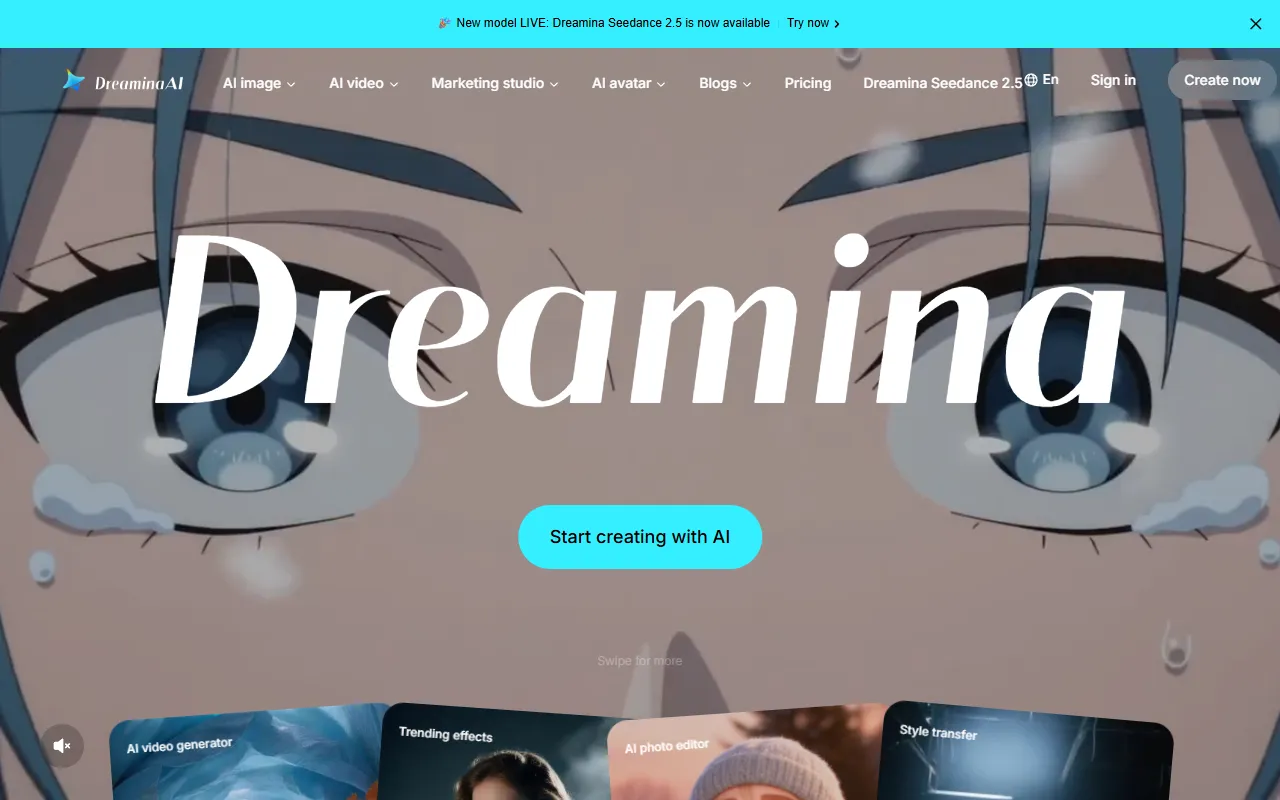 Seedance website screenshot