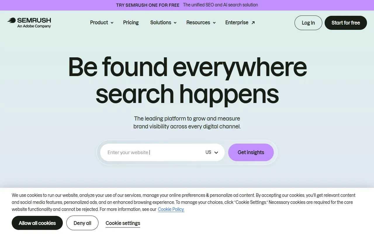 Semrush website screenshot