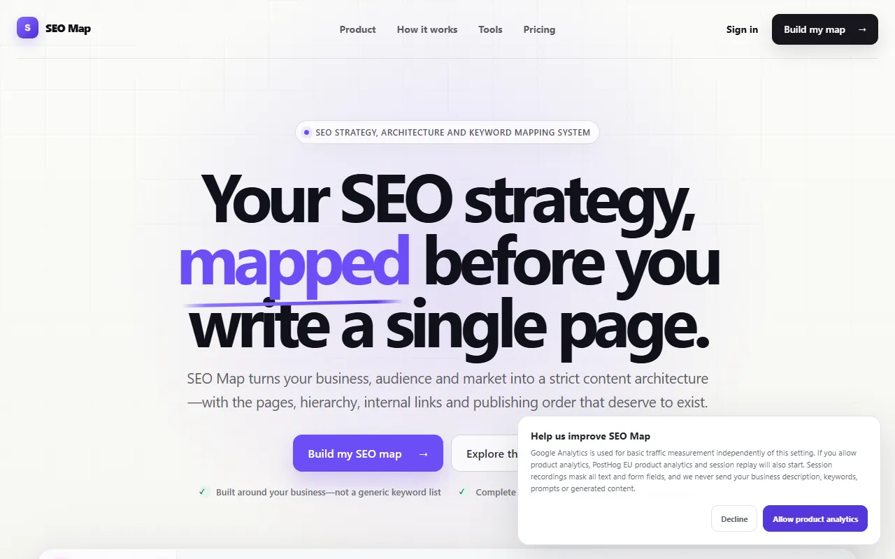 SEO Map website screenshot