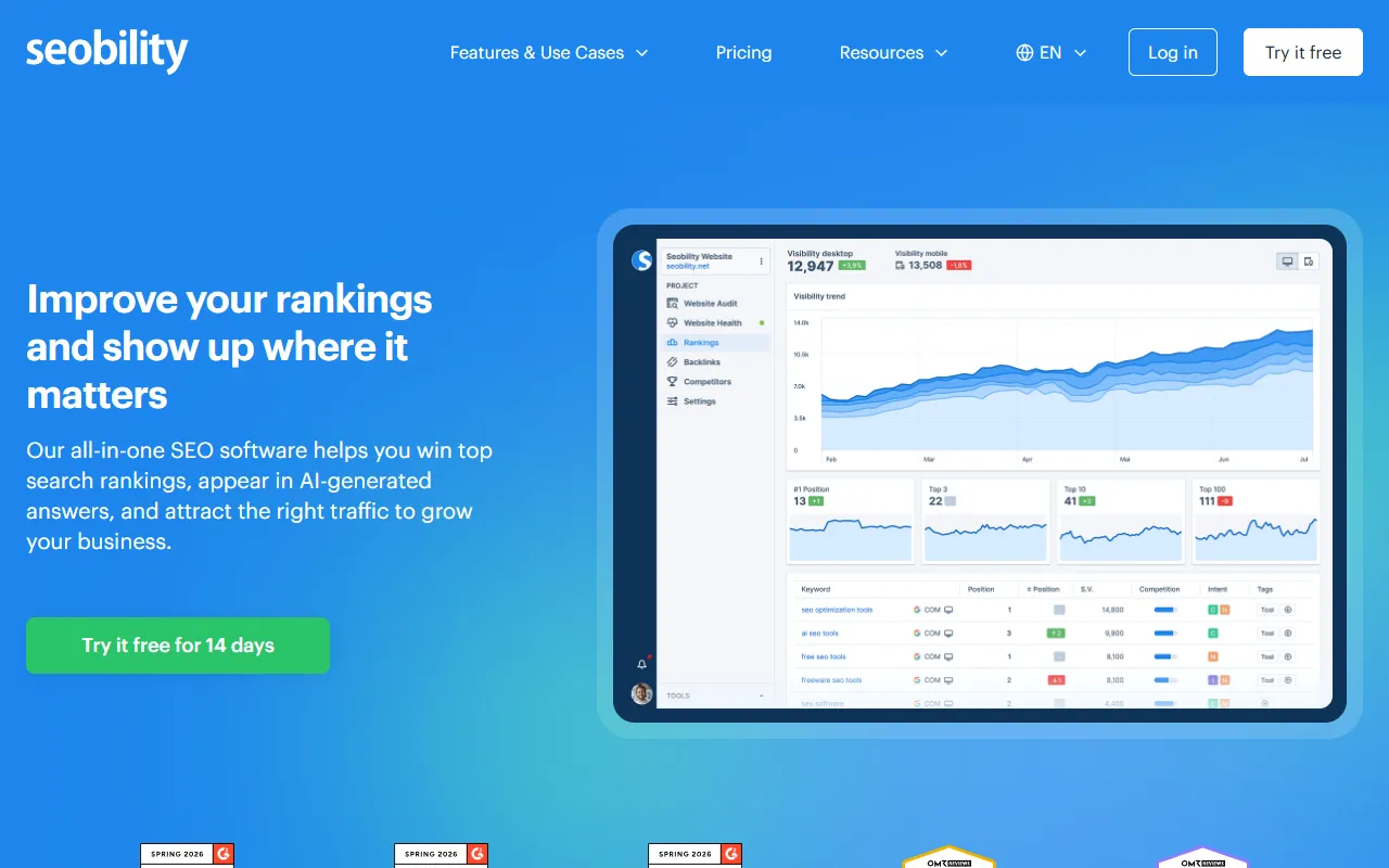 Seobility website screenshot