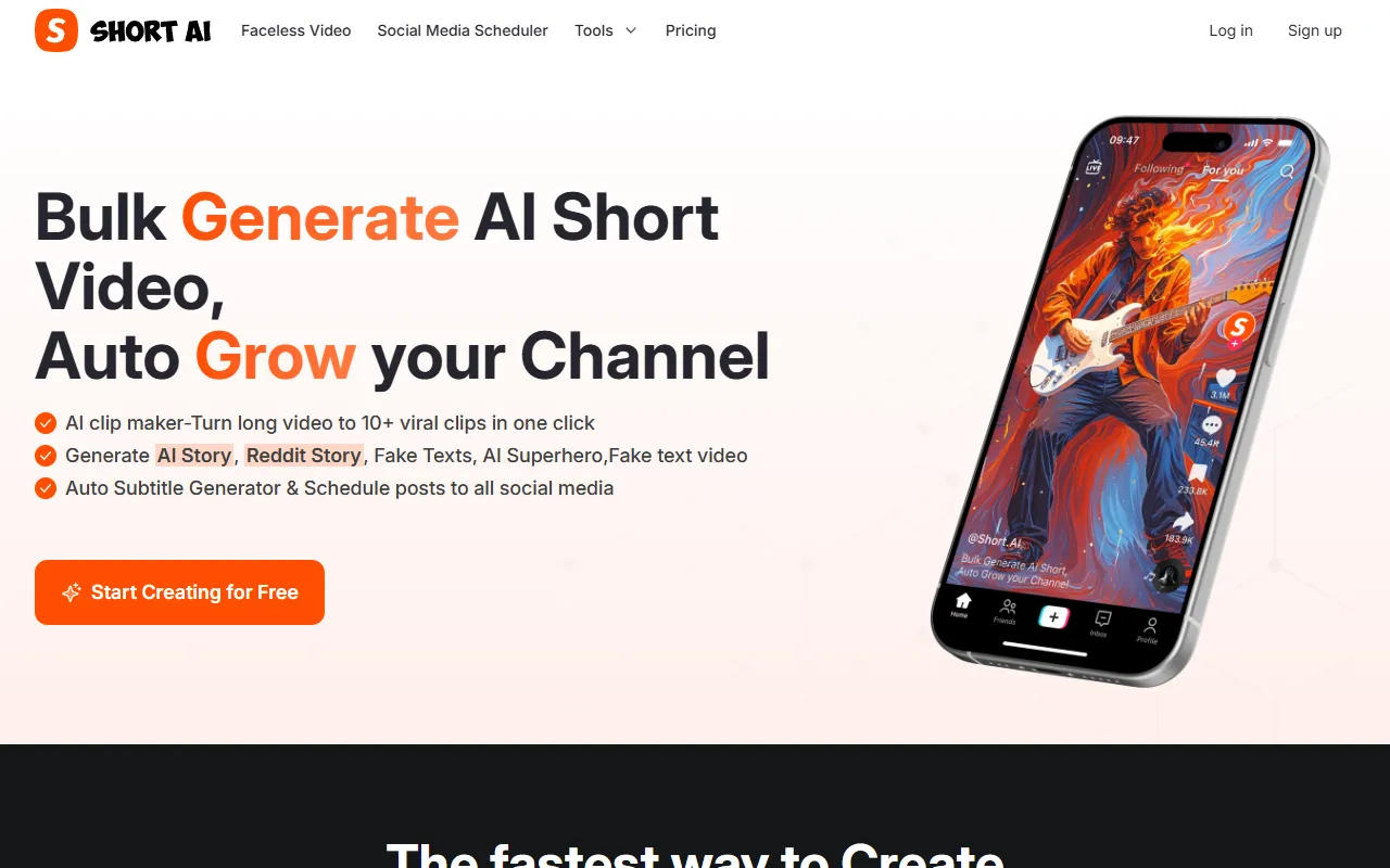 Short AI website screenshot