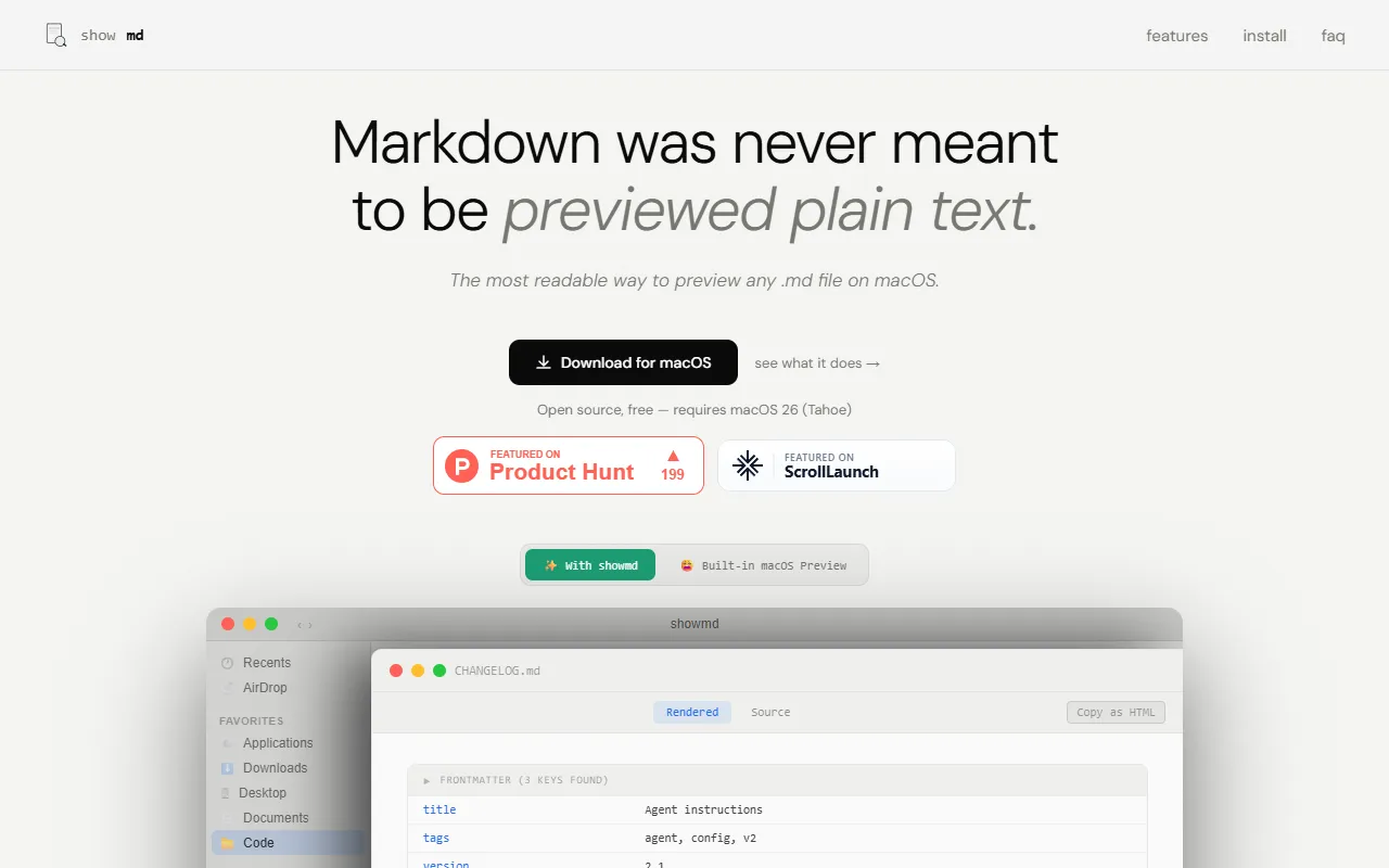 showmd website screenshot
