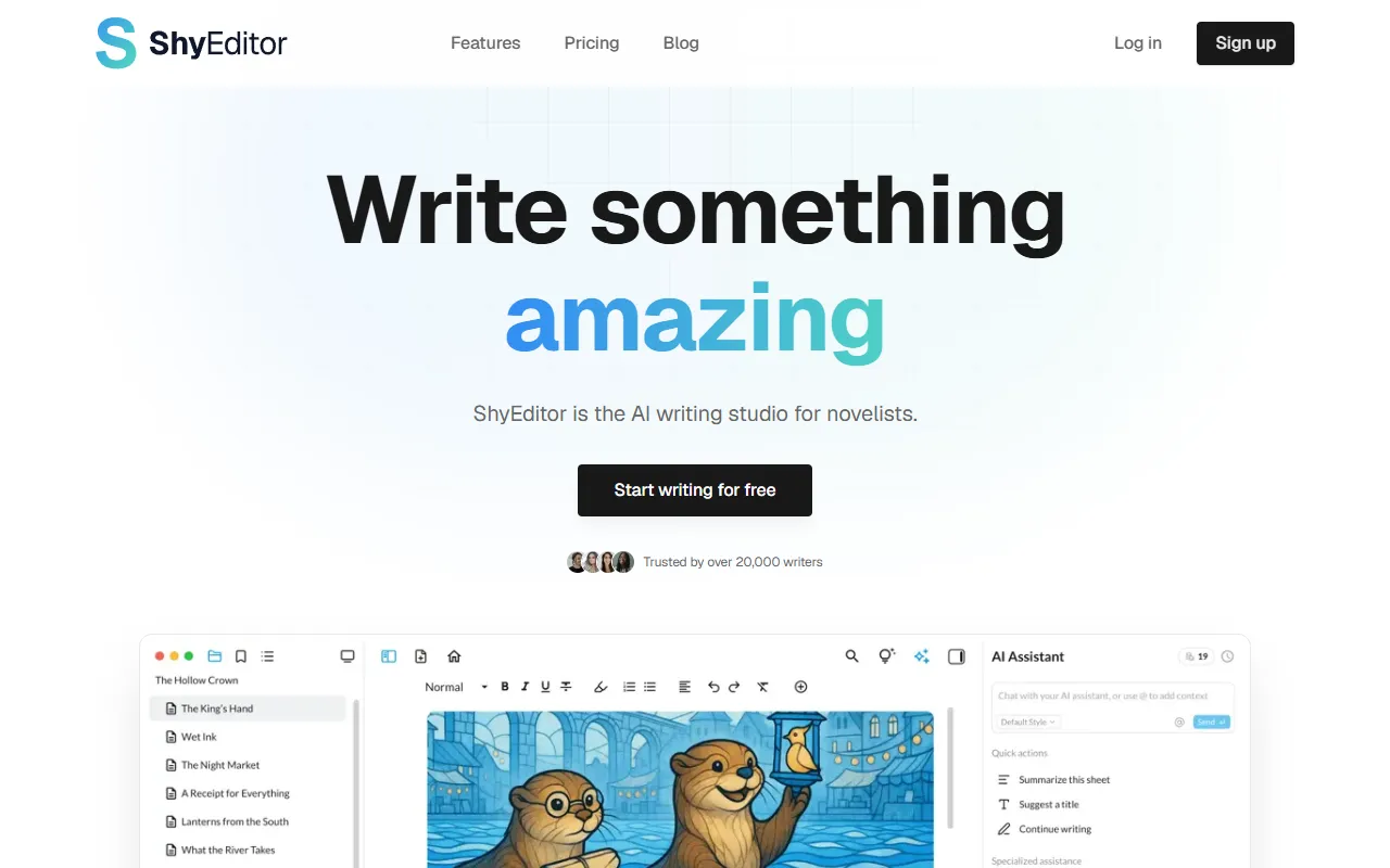 Shy Editor website screenshot