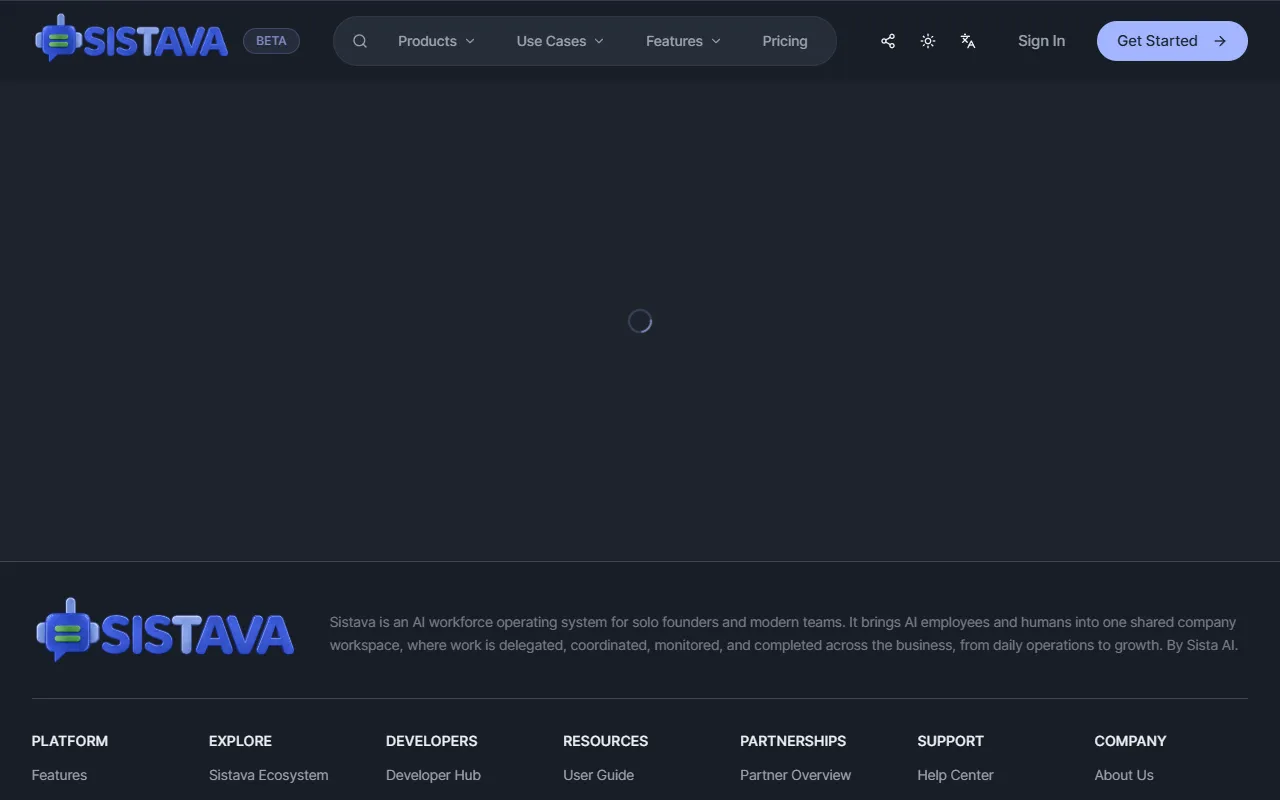 Sistava website screenshot