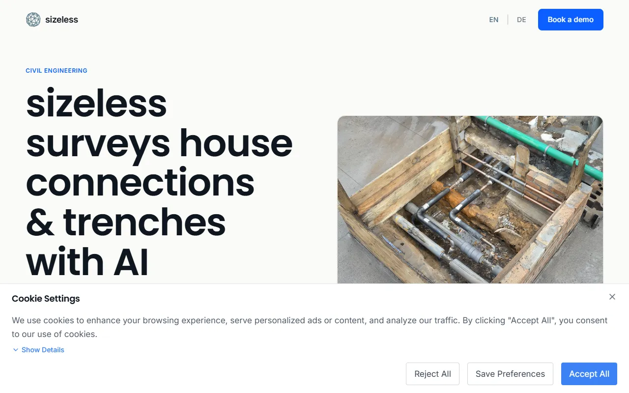 sizeless website screenshot