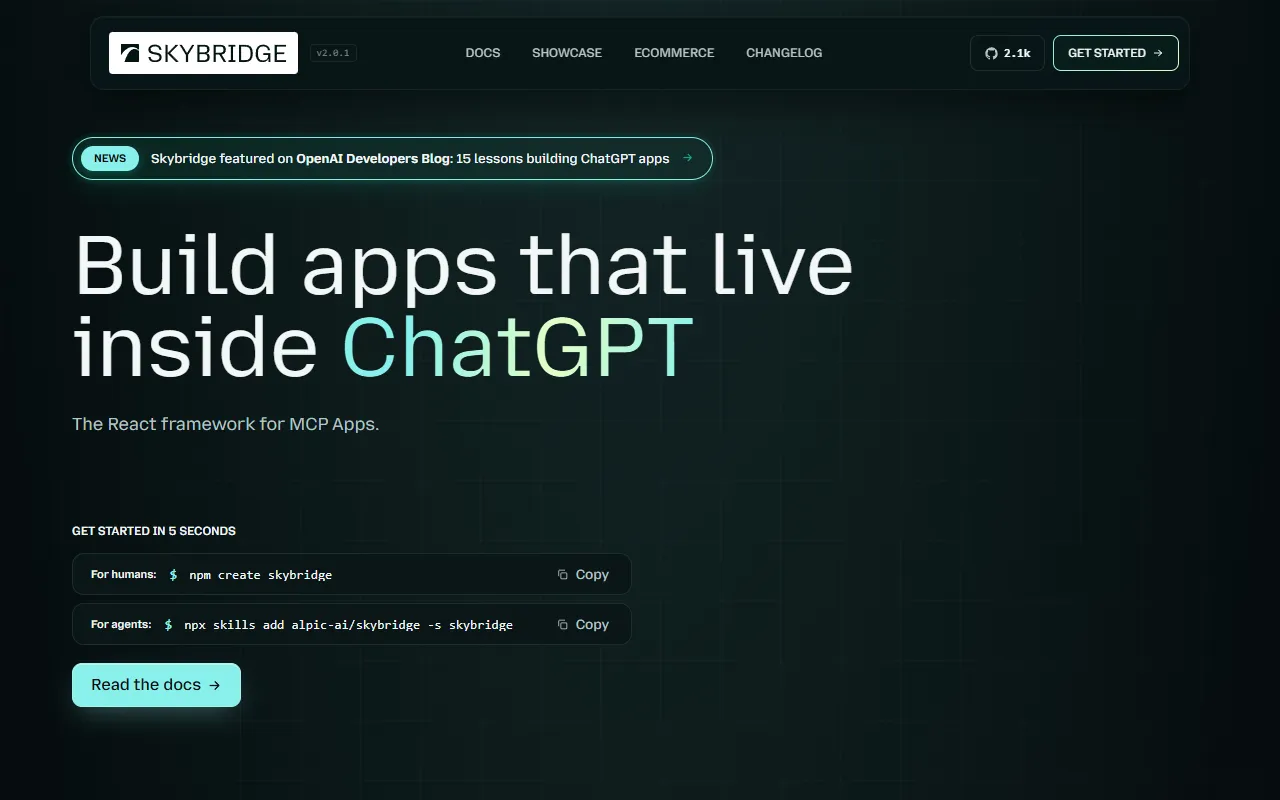 Skybridge website screenshot