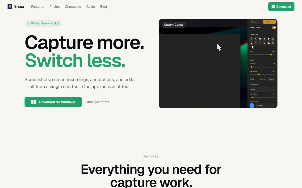 Snapr website screenshot