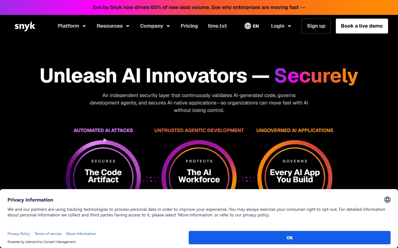 Snyk Code website screenshot