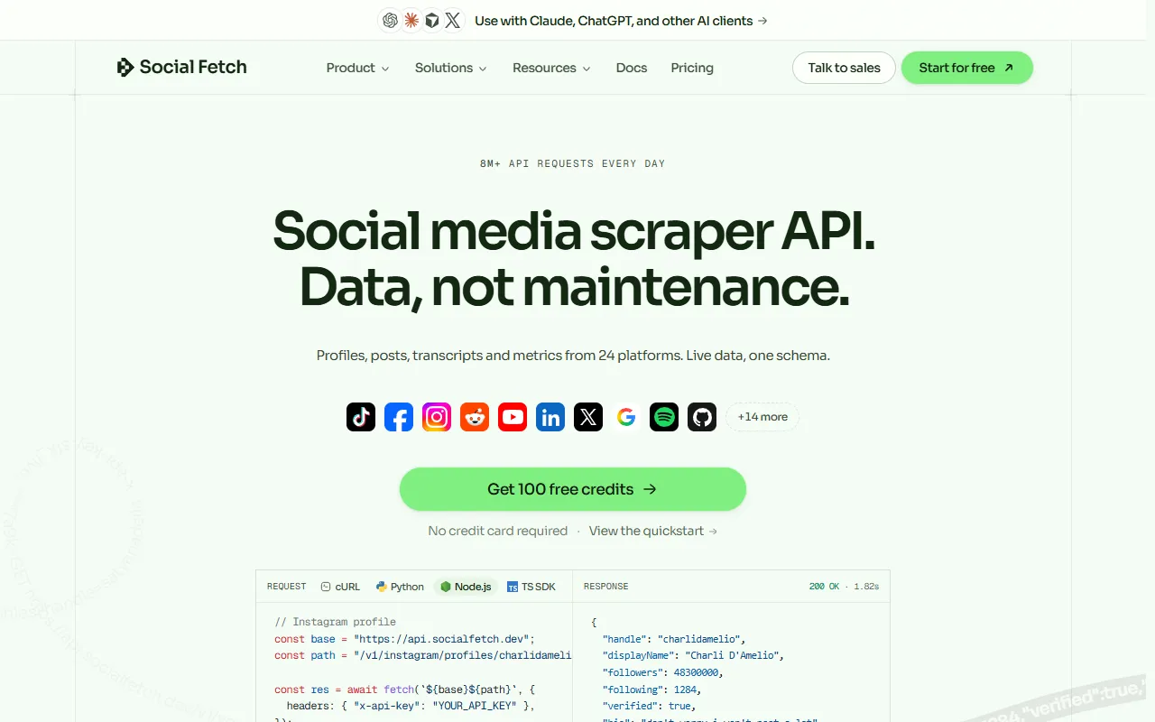 Social Fetch website screenshot