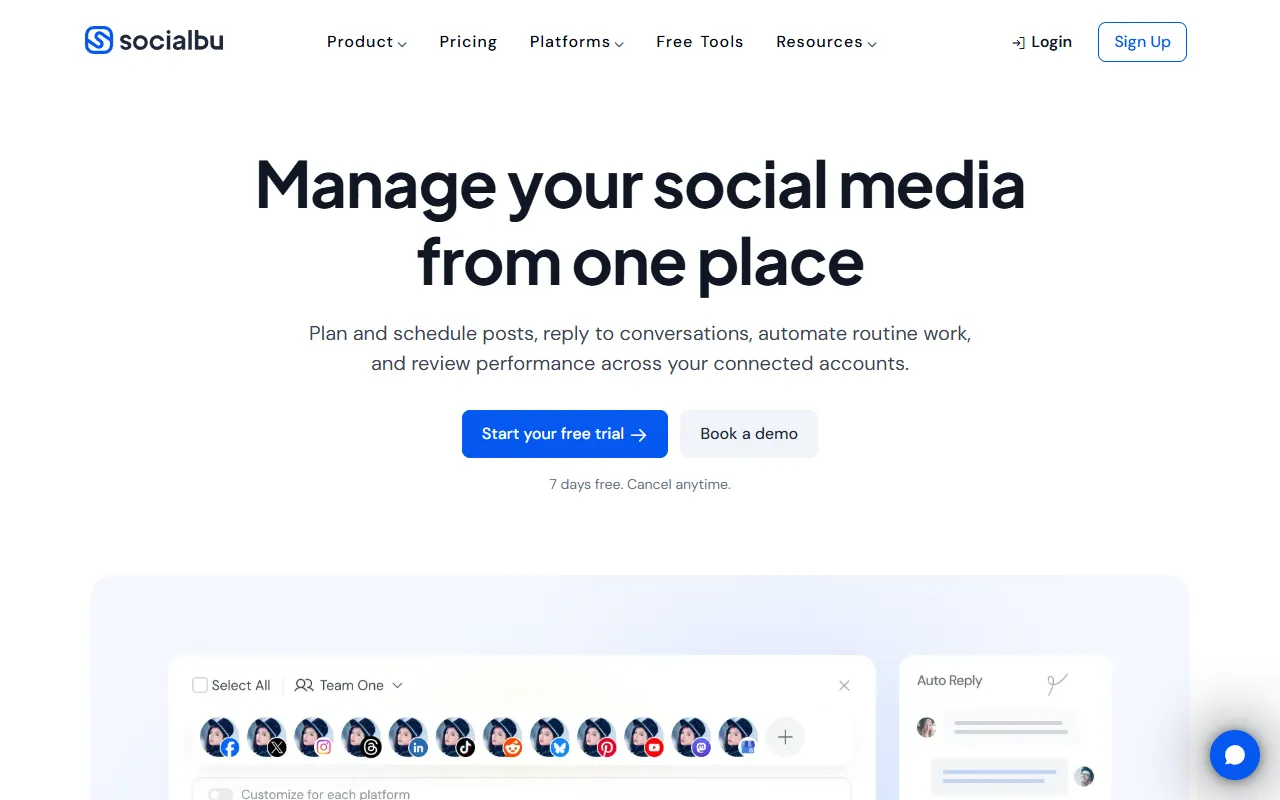 SocialBu website screenshot