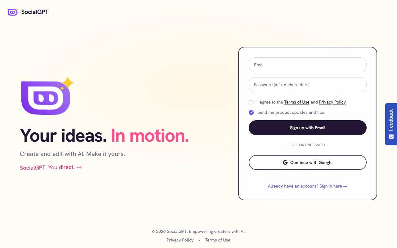 SocialGPT website screenshot