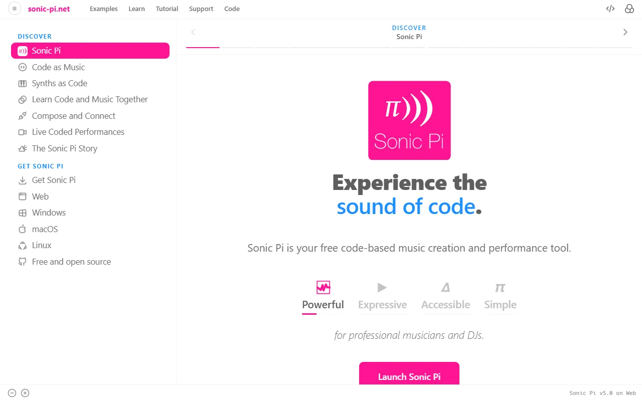 Sonic Pi website screenshot