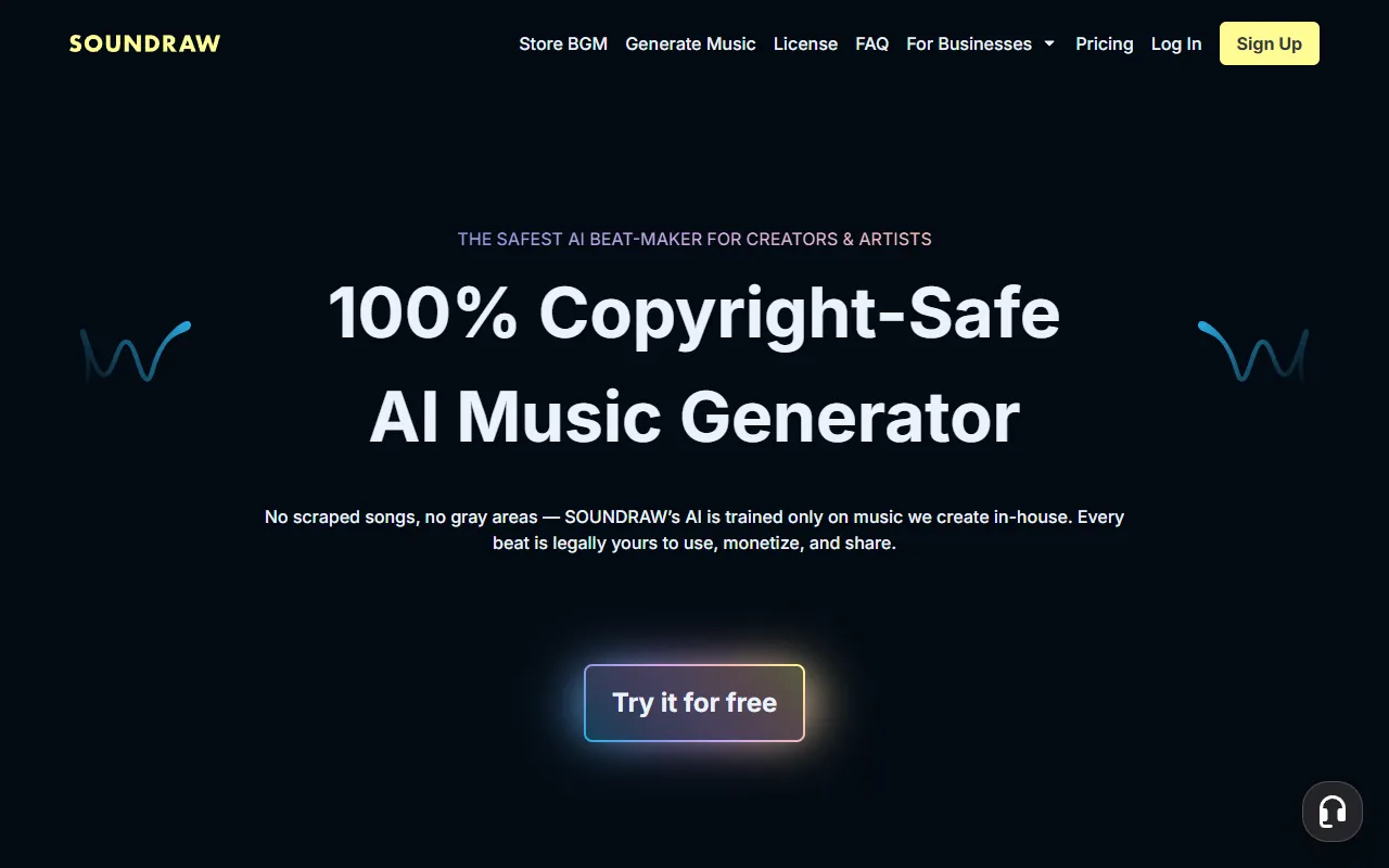 Soundraw website screenshot