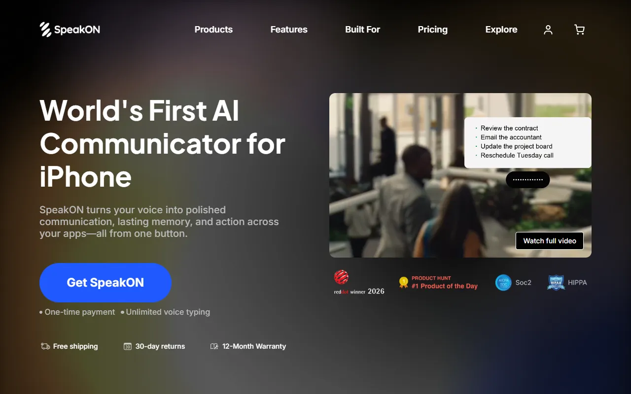 SpeakON website screenshot