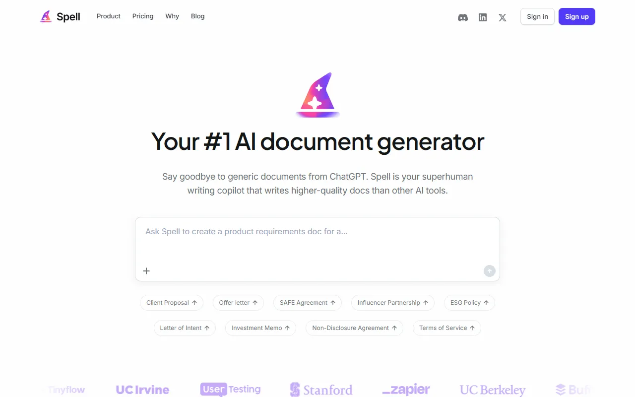 Spell website screenshot