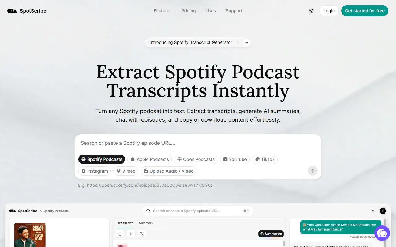 SpotScribe website screenshot