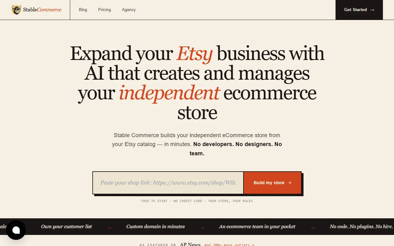 Stable Commerce website screenshot